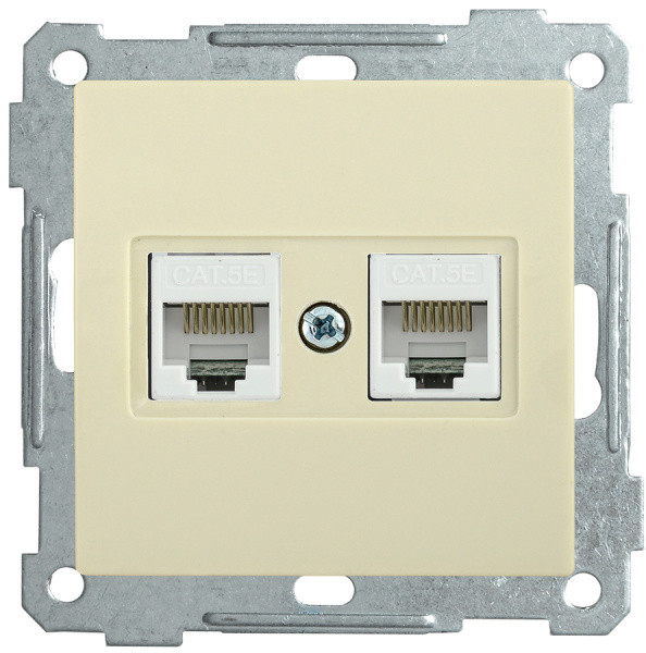 IEK РK10-2-Б Розетка 2-ая комп. RJ45 Cat5e BOLERO кремовый EKB25-K33