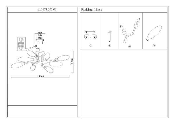 Купить ST Luce SL1174.302.08 Люстра потолочная Латунь/Коньячный G9 8*3W