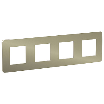 SE Unica Studio Бронза/Бежевая Рамка 4-ная NU280851