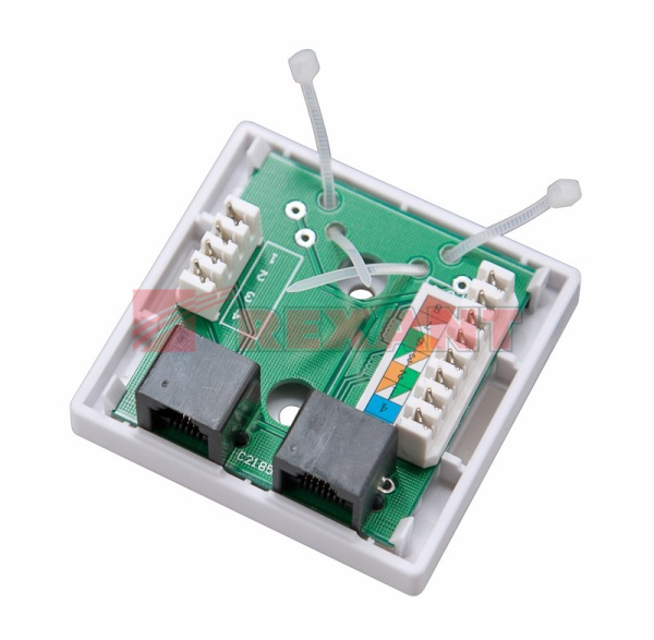 Купить Комбинированная розетка 1-порт RJ-45 + 1 порт RJ-11, внешняя Rexant 03-0120