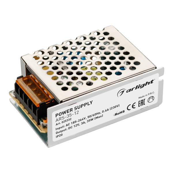 Arlight Блок питания ARS-35-12 (12V, 3A, 35W) (IP20 Сетка, 2 года) 025332