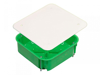 Hegel Коробка разветвительная д/полых стен с крышкой, внутр разм 113x113x45 мм, ниша:106x106x45 мм, квадрат, мет. лапки, IP30 КР1201