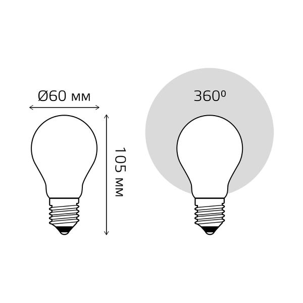 Купить Gauss Лампа Filament А60 10W 820lm 2700К Е27 milky диммируемая LED 102202110-D