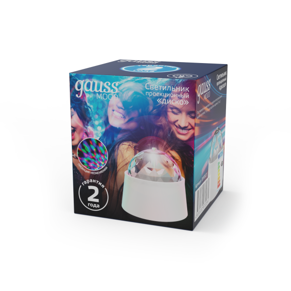 Купить Gauss Светильник "диско" 3W 220-240V белый с фиксированной проекцией с кабелем электропитания и выключателем LED DIY0021