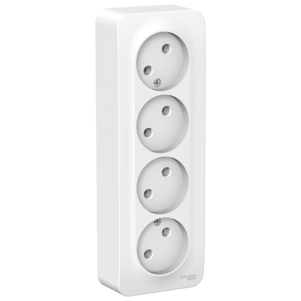 Systeme Electric Blanca наруж Бел Розетка 4-ая б/з без шторок 16А, 250В, изолир. пластина