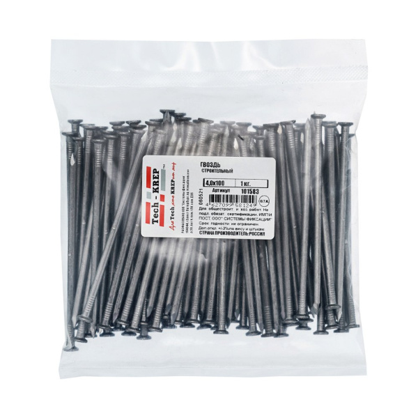 Tech-Krep Гвоздь строительный 4,0х100 (1 кг) - пакет 101583