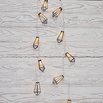 NEON-NIGHT Гирлянда светодиодная «Кристаллы» черные 10 LED, 1,5 м, прозрачный ПВХ, теплый белый свет свечения, 2 х АА (батарейки не в комплекте) 304-017