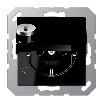 JUNG SCHUKO® розетка с замком, чёрная A1520BFKLSLSW