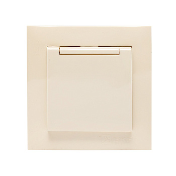 EKF PROxima Валенсия розетка 1-местная с/з 16А кремова с крышкой и защ. штор.