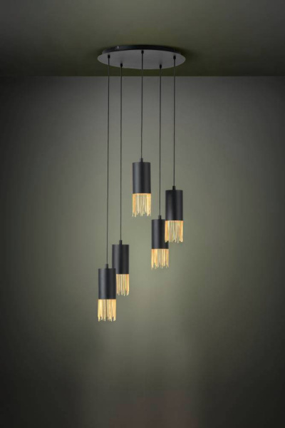 Купить Eglo COUNUZULUS Подвес , 5x40W(E14), Ø500, H1100, сталь, черный, латунь 39661