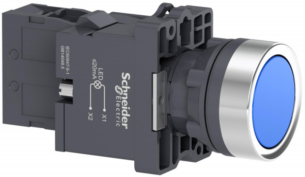 Купить SE Кнопка с подсветкой LED, 220В,синяя,1НO XA2EW36M1