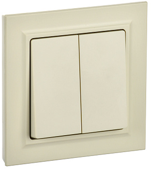 IEK BRITE Бежевый Выключ. 2-кл. 10А в сборе ВСР10-2-0-БрКр