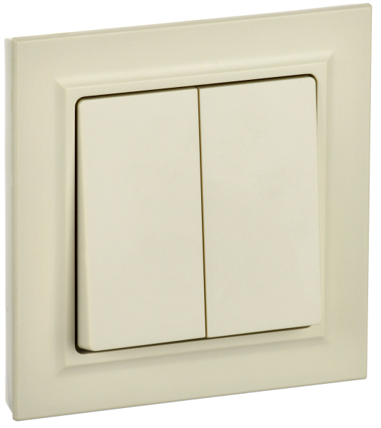 IEK BRITE Бежевый Выключ. 2-кл. 10А в сборе ВСР10-2-0-БрКр