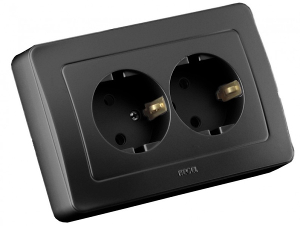 Hegel Мастер внутр Черная РС16-351-08 Розетка с/з двойная