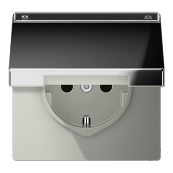 JUNG Штепсельная розетка SCHUKO 16A 250V~ с откидной крышкой и полем для надписи полированный хром GCR1520NAKL