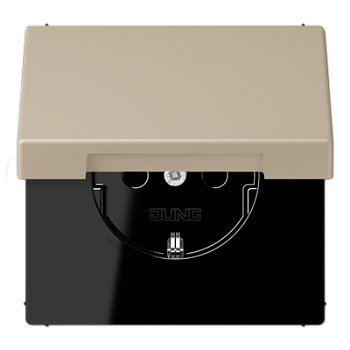 JUNG LS 990 Ombre naturelle claire(32142) Розетка с/з с защитными шторками с крышкой безвинт. зажим LC1520KIKL32142