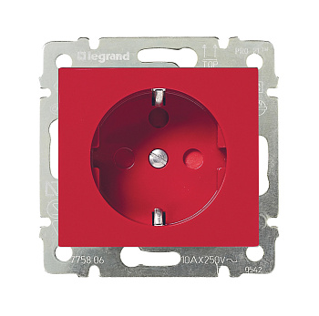 Legrand Valena Красный Розетка 1-ая с/з с блокировкой (необх ключ 50299) 774327