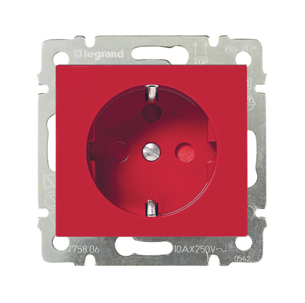 Legrand Valena Красный Розетка 1-ая с/з с блокировкой (необх ключ 50299) 774327
