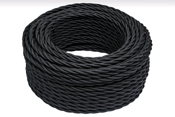 BIRONI Черный матовый Витой провод 2*0,75 20м B1-422-73-20