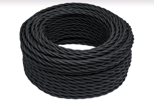 BIRONI Черный матовый Витой провод 2*0,75 20м B1-422-73-20