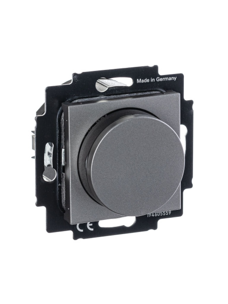 Купить ABB EPJ Levit сталь / дымчатый чёрный Диммер поворотно-нажимной, 60-600Вт, R 2CHH942247A6069