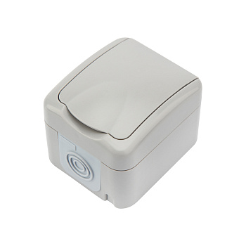 KRANZ Розетка одноместная (керамика) Mini OG IP54, с заземлением, о/у, серая KR-78-0815