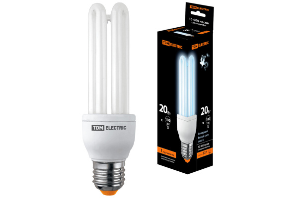 TDM Лампа энергосберегающая КЛЛ-3U-20 Вт-4200 К–Е27 SQ0323-0044