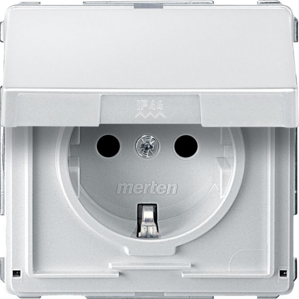 Купить SE Merten Aquadesign Полярно-Бел Розетка Schuko с крышкой и защитными шторками, безвинт. зажим MTN2310-7219