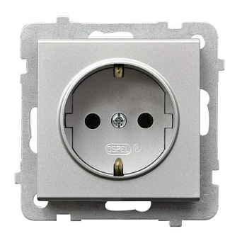 Ospel Sonata Серебро матовое Розетка 1-я с/з Schuko, без рамки GP-1RS/m/38