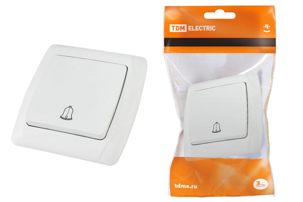 TDM Кнопка звонковая 6А белая "Онега" SQ1805-0007