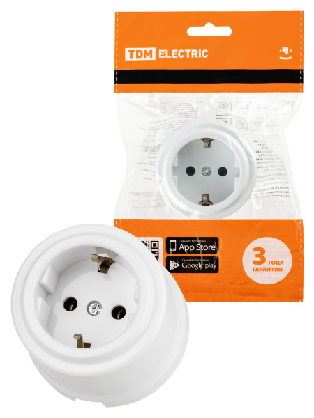 TDM Розетка 2П+З 16А 250В белая «Виви» SQ1820-1012