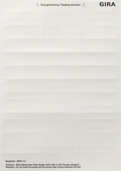 Купить Gira Листы для надписей 11,7x66,3 мм 2876112