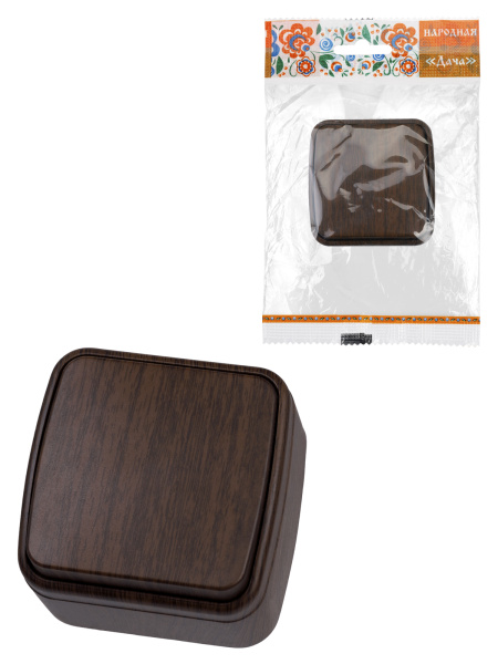 TDM Выключатель 1-кл. открытой установки IP20 10А, венге "Дача" Народная SQ1824-0041