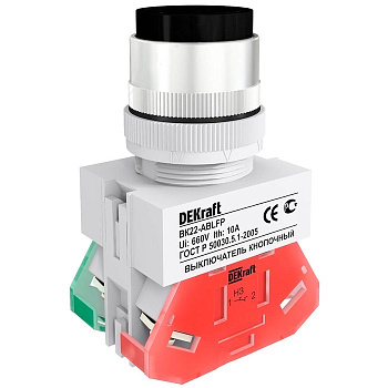 Dekraft Выключатель кноп. с фикс. ABFP D22 черн. 220В ВK-22