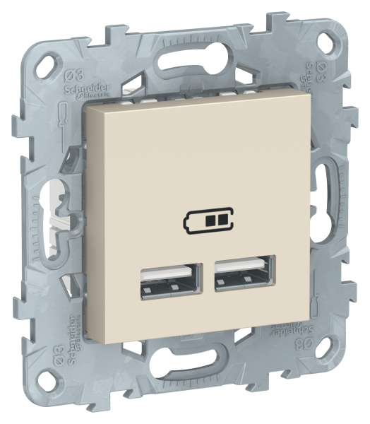 Купить SE Unica New Беж Розетка USB, двойная, 5 В / 2100 мА NU541844