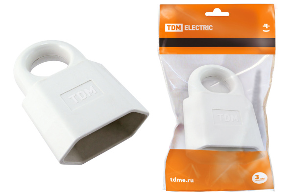 TDM Кабельная розетка 2П 10А 250B (под евровилку CEE 7/16) с з/ш с кольцом белая SQ1806-0191