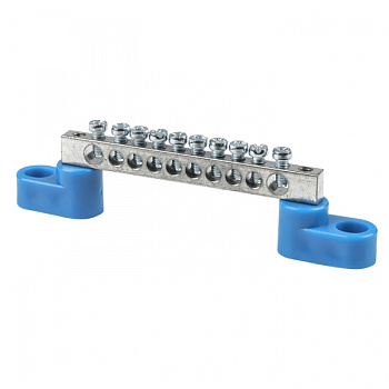 EKF PROxima Шина "0" N (6x9мм) 10 отв. цинк 2 синих угловых изолятора