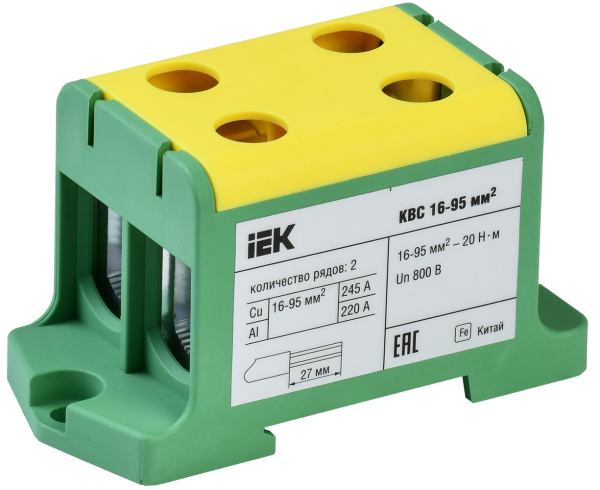 IEK Клемма вводная силовая КВС 16-95 кв.мм. 2-рядная PE