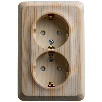 Systeme Electric Этюд наруж Сосна Розетка 2-ая угловая с/з со шторками 16А 250B