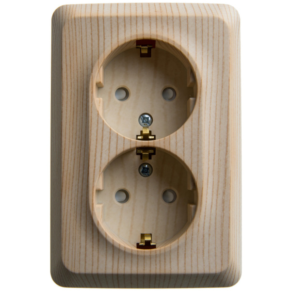 Systeme Electric Этюд наруж Сосна Розетка 2-ая угловая с/з со шторками 16А 250B