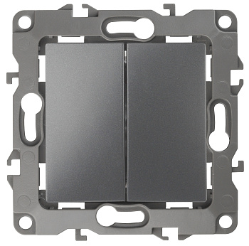 ЭРА 12-1106-12 Переключатель двойной, 10АХ-250В, IP20, 12, Графит