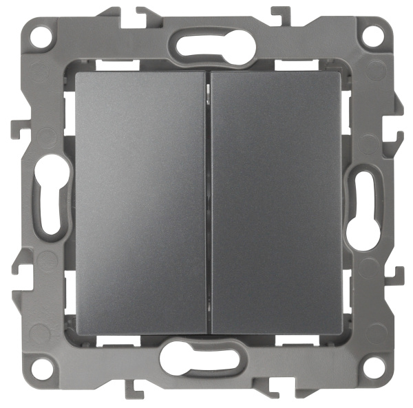 ЭРА 12-1106-12 Переключатель двойной, 10АХ-250В, IP20, 12, Графит