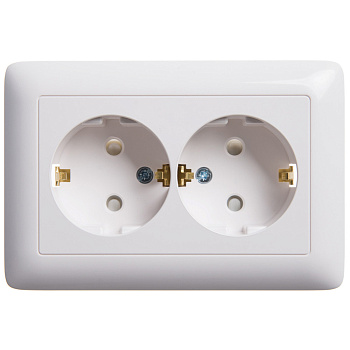 Systeme Electric Wessen ХИТ внутр Бел Розетка 2-ая с/з со шторками, 16А
