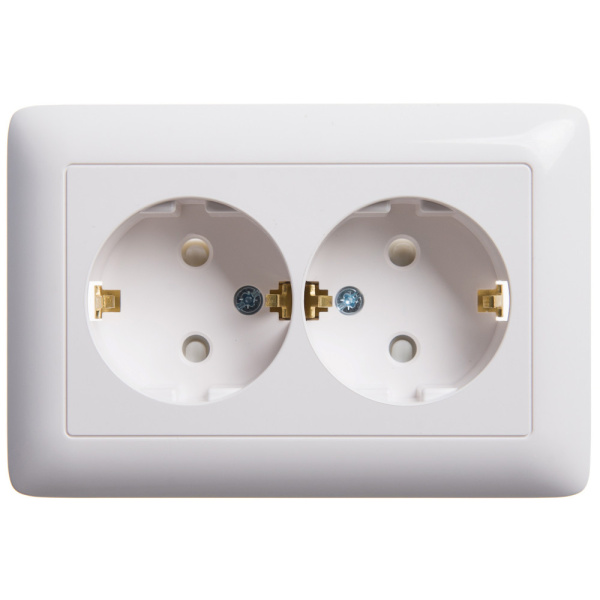 Systeme Electric Wessen ХИТ внутр Бел Розетка 2-ая с/з со шторками, 16А