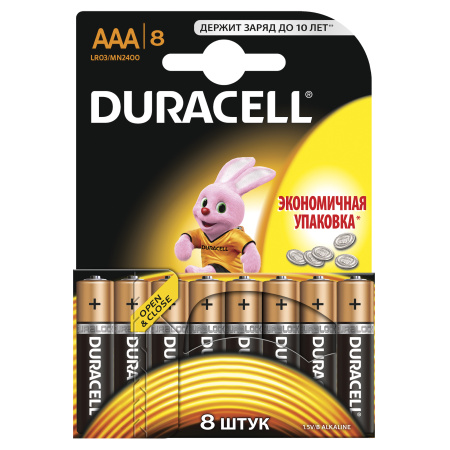 Duracell 81545429 Алкалиновая батарейка типа AAA  LR03 / MN 2400 LR03-8BL BASIC C0033441