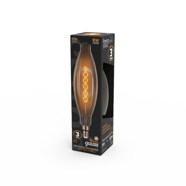 Купить Gauss Лампа Filament BT120 8W 620lm 2400К Е27 golden flexible LED 156802008