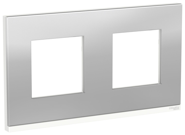 Купить SE Unica Pure Алюминий матовый/Белая Рамка 2-ная горизонтальная NU600480