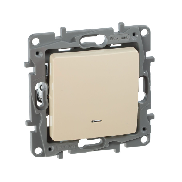 Купить Legrand Etika Слоновая кость Выключатель 1-клавишный с подсветкой, 10А, Винтовые клеммы 672303