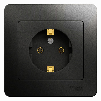 Systeme Electric Glossa Антрацит Розетка с/з, 16А (в сборе)