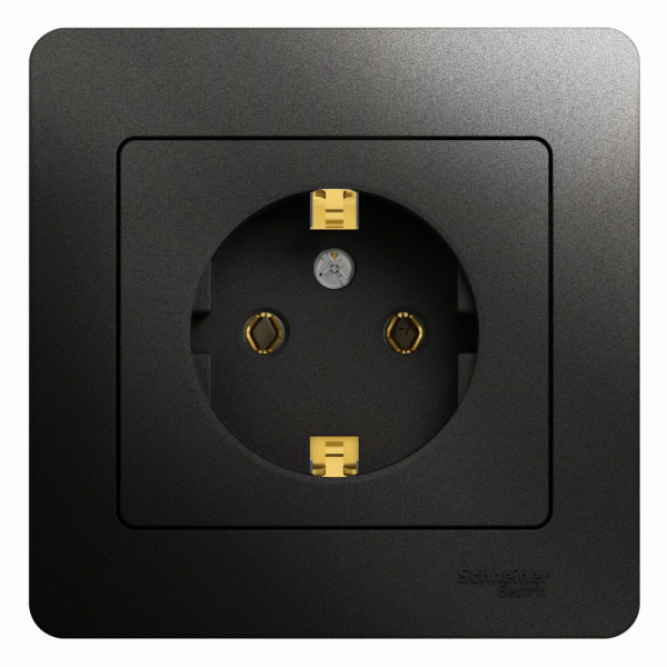 Systeme Electric Glossa Антрацит Розетка с/з, 16А (в сборе)